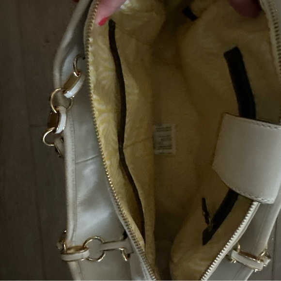 NEW‎ Antonio Melani Ivory Leather Double Handle Shoulder Satchel Handbag 14x10 - Picture 12 of 13